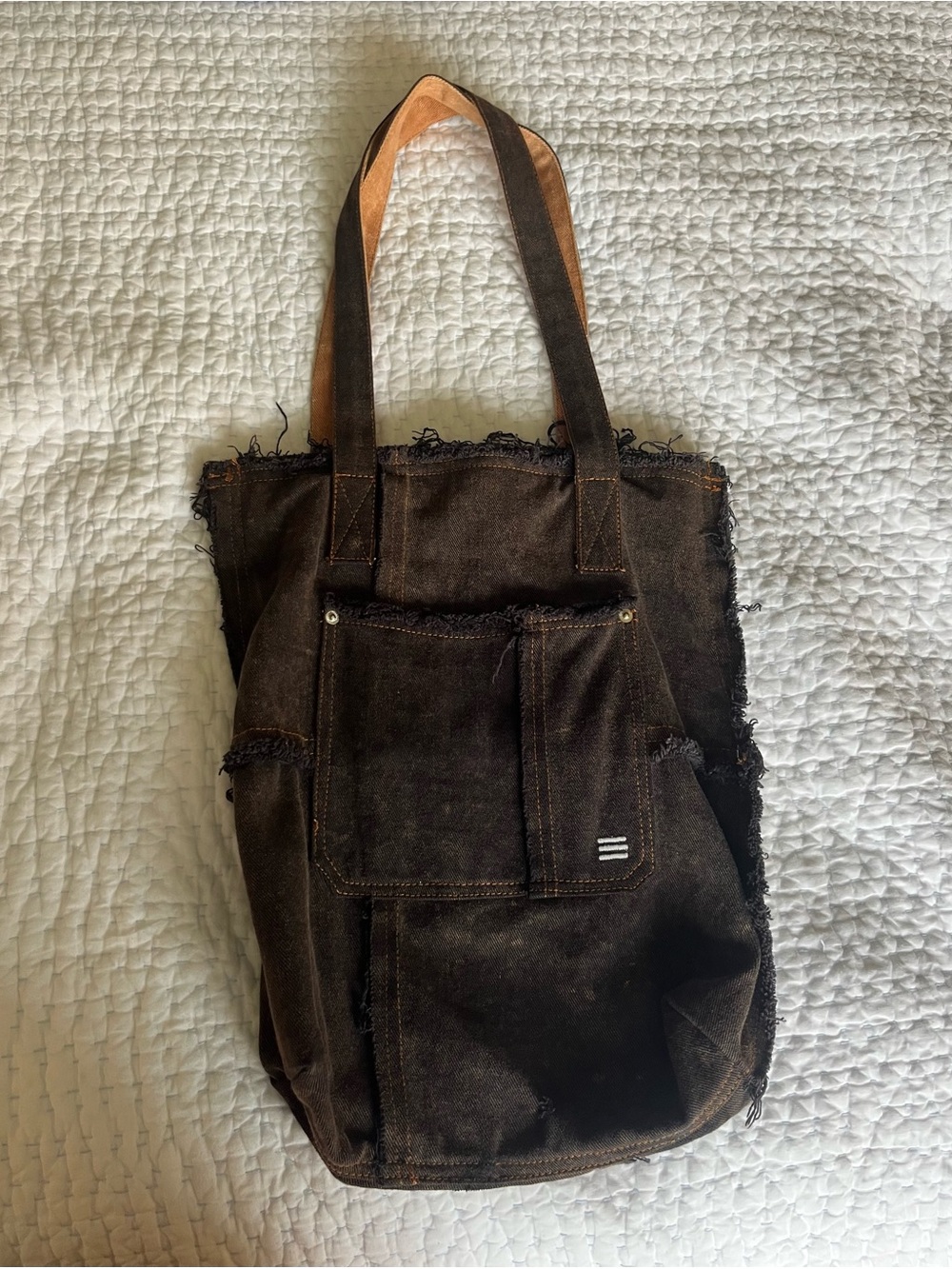 Urban Outfitters Brown Canvas Tote Bag with Front Pocket
